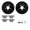 8612-31047 Drilled/Slotted Brake Rotors w/5000 Euro Ceramic Brake Pads Kit & Hardware [Black], 2000-2006 BMW, Position: Rear - image 1