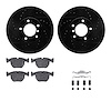 8612-31049 Drilled/Slotted Brake Rotors w/5000 Euro Ceramic Brake Pads Kit & Hardware [Black], 2000-2003 BMW, Position: Front - image 1