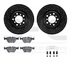 8612-31050 Drilled/Slotted Brake Rotors w/5000 Euro Ceramic Brake Pads Kit & Hardware [Black], 2001-2005 BMW, Position: Front - image 1