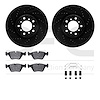 8612-31051 Drilled/Slotted Brake Rotors w/5000 Euro Ceramic Brake Pads Kit & Hardware [Black], 2006-2006 BMW, Position: Front - image 1