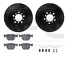 8612-31052 Drilled/Slotted Brake Rotors w/5000 Euro Ceramic Brake Pads Kit & Hardware [Black], 2000-2003 BMW, Position: Front - image 1