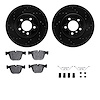 8612-31054 Drilled/Slotted Brake Rotors w/5000 Euro Ceramic Brake Pads Kit & Hardware [Black], 2002-2005 BMW, Position: Rear - image 1