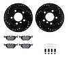 8612-31055 Drilled/Slotted Brake Rotors w/5000 Euro Ceramic Brake Pads Kit & Hardware [Black], 2003-2006 BMW, Position: Rear - image 1
