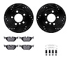 8612-31056 Drilled/Slotted Brake Rotors w/5000 Euro Ceramic Brake Pads Kit & Hardware [Black], 2003-2008 BMW, Position: Rear - image 1