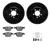 8612-31059 Drilled/Slotted Brake Rotors w/5000 Euro Ceramic Brake Pads Kit & Hardware [Black], 2004-2010 BMW, Position: Front - image 1