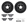 8612-31060 Drilled/Slotted Brake Rotors w/5000 Euro Ceramic Brake Pads Kit & Hardware [Black], 2004-2010 BMW, Position: Rear - image 1