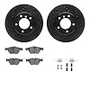 8612-31061 Drilled/Slotted Brake Rotors w/5000 Euro Ceramic Brake Pads Kit & Hardware [Black], 2004-2010 BMW, Position: Front - image 1