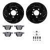 8612-31062 Drilled/Slotted Brake Rotors w/5000 Euro Ceramic Brake Pads Kit & Hardware [Black], 2004-2010 BMW, Position: Rear - image 1