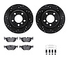 8612-31065 Drilled/Slotted Brake Rotors w/5000 Euro Ceramic Brake Pads Kit & Hardware [Black], 2006-2013 BMW, Position: Rear - image 1