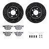 8612-31067 Drilled/Slotted Brake Rotors w/5000 Euro Ceramic Brake Pads Kit & Hardware [Black], 2006-2015 BMW, Position: Rear - image 1