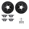8612-31068 Drilled/Slotted Brake Rotors w/5000 Euro Ceramic Brake Pads Kit & Hardware [Black], 2006-2010 BMW, Position: Rear - image 1