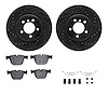 8612-31069 Drilled/Slotted Brake Rotors w/5000 Euro Ceramic Brake Pads Kit & Hardware [Black], 2005-2008 BMW, Position: Rear - image 1