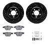 8612-31072 Drilled/Slotted Brake Rotors w/5000 Euro Ceramic Brake Pads Kit & Hardware [Black], 2007-2015 BMW, Position: Front - image 1