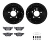 8612-31075 Drilled/Slotted Brake Rotors w/5000 Euro Ceramic Brake Pads Kit & Hardware [Black], 2008-2013 BMW, Position: Rear - image 1