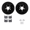 8612-31078 Drilled/Slotted Brake Rotors w/5000 Euro Ceramic Brake Pads Kit & Hardware [Black], 2008-2013 BMW, Position: Rear - image 1