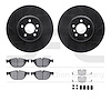 8612-31079 Drilled/Slotted Brake Rotors w/5000 Euro Ceramic Brake Pads Kit & Hardware [Black], 2009-2017 BMW, Position: Front - image 1