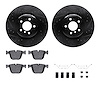 8612-31080 Drilled/Slotted Brake Rotors w/5000 Euro Ceramic Brake Pads Kit & Hardware [Black], 2009-2017 BMW, Position: Rear - image 1