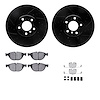 8612-31086 Drilled/Slotted Brake Rotors w/5000 Euro Ceramic Brake Pads Kit & Hardware [Black], 2010-2018 BMW, Position: Front - image 1