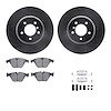 8612-31090 Drilled/Slotted Brake Rotors w/5000 Euro Ceramic Brake Pads Kit & Hardware [Black], 2011-2016 BMW, Position: Front - image 1