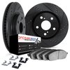 8612-31098 Drilled/Slotted Brake Rotors w/5000 Euro Ceramic Brake Pads Kit & Hardware [Black], 2013-2020 BMW, Position: Front - image 2