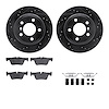 8612-31101 Drilled/Slotted Brake Rotors w/5000 Euro Ceramic Brake Pads Kit & Hardware [Black], 2013-2020 BMW, Position: Rear - image 1