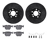 8612-31107 Drilled/Slotted Brake Rotors w/5000 Euro Ceramic Brake Pads Kit & Hardware [Black], 2000-2006 BMW, Position: Front - image 1