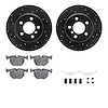 8612-31108 Drilled/Slotted Brake Rotors w/5000 Euro Ceramic Brake Pads Kit & Hardware [Black], 2000-2006 BMW, Position: Rear - image 1