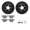 8612-31109 Drilled/Slotted Brake Rotors w/5000 Euro Ceramic Brake Pads Kit & Hardware [Black], 2002-2006 BMW, Position: Rear - image 1