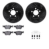 8612-31110 Drilled/Slotted Brake Rotors w/5000 Euro Ceramic Brake Pads Kit & Hardware [Black], 2004-2010 BMW, Position: Front - image 1