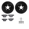 8612-31111 Drilled/Slotted Brake Rotors w/5000 Euro Ceramic Brake Pads Kit & Hardware [Black], 2007-2019 BMW, Position: Rear - image 1