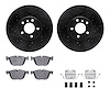 8612-31112 Drilled/Slotted Brake Rotors w/5000 Euro Ceramic Brake Pads Kit & Hardware [Black], 2007-2018 BMW, Position: Front - image 1