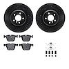 8612-31116 Drilled/Slotted Brake Rotors w/5000 Euro Ceramic Brake Pads Kit & Hardware [Black], 2010-2014 BMW, Position: Rear - image 1