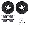 8612-31118 Drilled/Slotted Brake Rotors w/5000 Euro Ceramic Brake Pads Kit & Hardware [Black], 2011-2018 BMW, Position: Front - image 1
