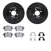 8612-32002 Drilled/Slotted Brake Rotors w/5000 Euro Ceramic Brake Pads Kit & Hardware [Black], 2002-2006 Mini, Position: Front - image 1