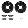 8612-32003 Drilled/Slotted Brake Rotors w/5000 Euro Ceramic Brake Pads Kit & Hardware [Black], 2007-2008 Mini, Position: Rear - image 1