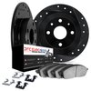 8612-32003 Drilled/Slotted Brake Rotors w/5000 Euro Ceramic Brake Pads Kit & Hardware [Black], 2007-2008 Mini, Position: Rear - image 2