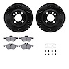 8612-32005 Drilled/Slotted Brake Rotors w/5000 Euro Ceramic Brake Pads Kit & Hardware [Black], 2007-2008 Mini, Position: Front - image 1