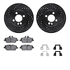 8612-32006 Drilled/Slotted Brake Rotors w/5000 Euro Ceramic Brake Pads Kit & Hardware [Black], 2007-2015 Mini, Position: Front - image 1