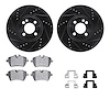 8612-32007 Drilled/Slotted Brake Rotors w/5000 Euro Ceramic Brake Pads Kit & Hardware [Black], 2007-2015 Mini, Position: Front - image 1