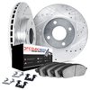 8612-32007 Drilled/Slotted Brake Rotors w/5000 Euro Ceramic Brake Pads Kit & Hardware [Black], 2007-2015 Mini, Position: Front - image 2