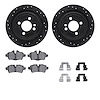 8612-32008 Drilled/Slotted Brake Rotors w/5000 Euro Ceramic Brake Pads Kit & Hardware [Black], 2009-2014 Mini, Position: Rear - image 1