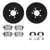 8612-32011 Drilled/Slotted Brake Rotors w/5000 Euro Ceramic Brake Pads Kit & Hardware [Black], 2011-2016 Mini, Position: Front - image 1