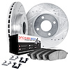 8612-32014 Drilled/Slotted Brake Rotors w/5000 Euro Ceramic Brake Pads Kit & Hardware [Black], 2013-2013 Mini, Position: Front - image 1