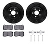 8612-42000 Drilled/Slotted Brake Rotors w/5000 Euro Ceramic Brake Pads Kit & Hardware [Black], 2006-2010 Mopar, Position: Front - image 1