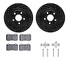 8612-42001 Drilled/Slotted Brake Rotors w/5000 Euro Ceramic Brake Pads Kit & Hardware [Black], 2006-2010 Mopar, Position: Rear - image 1
