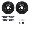 8612-42003 Drilled/Slotted Brake Rotors w/5000 Euro Ceramic Brake Pads Kit & Hardware [Black], Fits Select Mopar, Position: Fron - image 1
