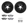 8612-42004 Drilled/Slotted Brake Rotors w/5000 Euro Ceramic Brake Pads Kit & Hardware [Black], Fits Select Mopar, Position: Fron - image 1
