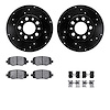 8612-42010 Drilled/Slotted Brake Rotors w/5000 Euro Ceramic Brake Pads Kit & Hardware [Black], Fits Select Mopar, Position: Rear - image 1