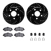 8612-42013 Drilled/Slotted Brake Rotors w/5000 Euro Ceramic Brake Pads Kit & Hardware [Black], 2007-2018 Mopar, Position: Front - image 1