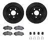 8612-42014 Drilled/Slotted Brake Rotors w/5000 Euro Ceramic Brake Pads Kit & Hardware [Black], 2012-2018 Mopar, Position: Front - image 1
